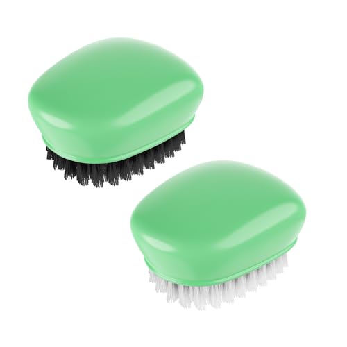 SXhyf Vegetable Brush Scrubber for Food, Black Stiff & White Soft Bristles | Potato Scrubber Brush, Produce Brush for Fruits and Veggies, Vegetable Cleaning Brush for Mushrooms, Carrots, Lemons (Green)