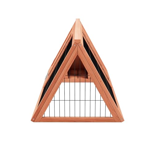 Small Chicken Coop Indoor Outdoor, Wooden Triangle Quail Cage All Weather Used Bunny Hutch with with Wire Fence,Pull-Out-Tray for Chick Duck Rabbit Guinea Pig(Brown) - color: Brown