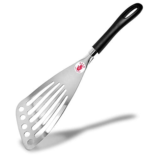 Left Handed Fish Spatula Stainless Steel Egg Flipper 12” | Fish Turner Spatula Slotted Turner Utensils Seki Japan - color: Stainless Steel, size: for Left-handed