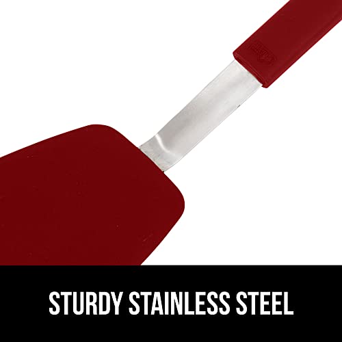 GORILLA GRIP BPA-Free Silicone Spatula for Non Stick Frying Pan, Heat Resistant Flexible Head, Patented Comfortable Rubber Handle, Non-Scratch Kitchen Turner, Flip Burgers, Pancakes, 11.6 in, Red - color: Red