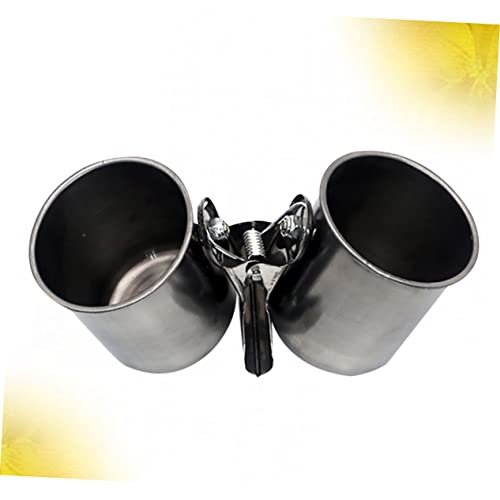 2Pcs Stainless Steel Birds Feeder Drinking Bowl Water Cup for Parrots Macaws and Other Birds Durable Clip Feeding Bowls for Easy Access and Cleaning