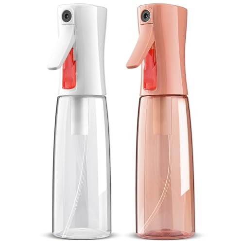 Continuous Spray Bottle for Hair, Ultra Fine Mist Sprayer, 2 Pack | Long-Lasting Mist, Gentle Mister, Trigger Lock, for Hairstyling, Barbers, Salons, Cleaning Solutions, Planting, 2pk 6.1 Oz