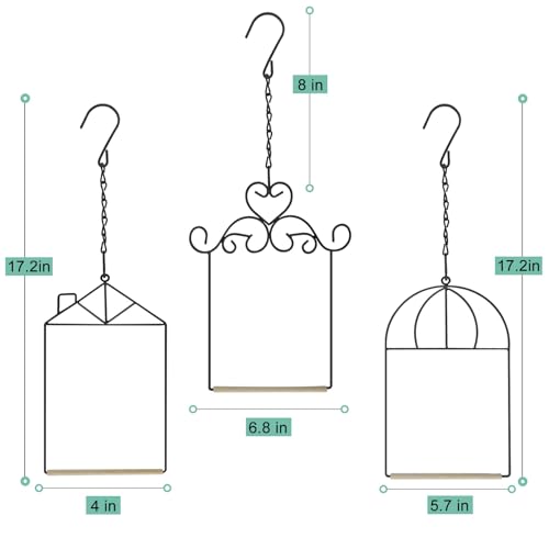 Metal Frame Hummingbird Swings and Perches with Wooden Dowel Black Bird Swing Outdoor Bird Perch Humming Bird Swing (3PK Different) - style: 3PK different