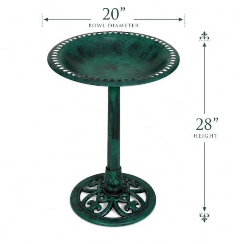Backyard Expressions Outdoor Garden Bird Bath - Green - Weather Resistant Polyresin - 27 Inch - color: Green