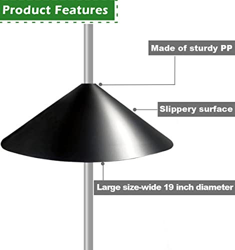19 Inch PP Squirrel Proof Baffle for Protecting Outside Pole Bird Feeders and Bird Houses, Pole Mount Raccoon and Squirrel Guard Stopper for Shepherd Hooks - Black, 1 Pack | Raccoon and Squirrel Guard Stopper for Shepherd Hooks - style: Pole Mount 1pcs