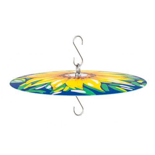 MEKKAPRO Bird Feeder Baffle & Rain Guard, 32cm Weatherproof, Yellow | Sunflower Pattern Shields Feed from Rain, Fits Hummingbird, Tube, Thistle & Hopper Feeders, Rust-Proof Steel Hardware, S-Hook - color: Yellow Flower