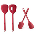 U-Taste 600ºF Heat Resistant 13.6in Long Solid & Slotted Silicone Turner and 600ºF Heat Resistat Silicone Flexible Baking Spoon Spatula & Cooking Scoop Spoonula (Red)