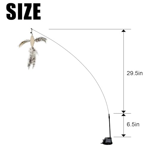 TTcat Suction Cup Cat Toy Wand, 2 in 1 Handheld & Free Standing Interactive Cat Teaser with 8 Pcs Replaceable Feather Bird Insect Refills, Long Flexible Wire Cat Wand Toy for Indoor Cat Self Play. - color: Luxury Suction Toys (8 Refills）