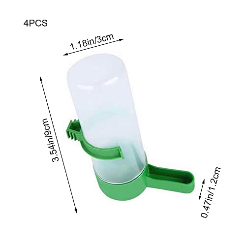4 Pcs Bebederos para Pajaritos Parakeet Water Dispenser Automatic No Leak | Durable plastic no-leak design for cockatiel budgie lovebird parrot cage. Auto waterer, transparent shell, easy clamp mount.