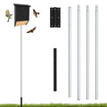 Nalwort 12' Aluminum Bat House Pole, Telescoping Purple Martin House Pole, 4-Section Design with 8-Hole Ground Socket for Wind Stability, Complete Outdoor Bat Bird House Pole Kit - size: 12 ft
