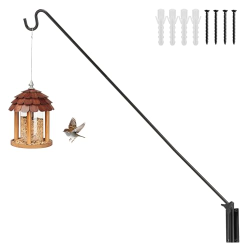 ERYTLLY Extended Reach Deck Hook Wall Pole Wall Mounted, Extensible and Adjustable 28 inch to 43 inch Bracket for Hanging Bird Feeder,Plants,Wind Chimes,Lanterns - size: Wall Pole - Adjustable Length - 1 Pack