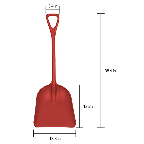 Remco Hygienic Square Point Shovel, Polypropylene Blade, 28 in L, Red Polypropylene Handle 69824-1 Each - color: Red, size: 14 inch Blade