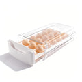 Egg-Holder for Fridge, Fits Small to Large Eggs, White | 18 Egg-Storage for Refrigerator Countertop, 1 Tier Dispenser with Drawer, Stackable Clear Egg Tray Container - size: 1 Tier-White