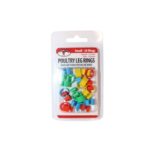 Little Giant® Plastic Poultry Leg Rings - 24 Count ID Tags for Chickens, Pigeons, Ducks, Birds - Multi Color Pack of Clip On Identification Foot Bands (8mm) - size: 8mm