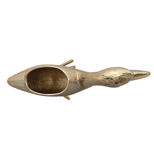 Creative Co-Op Cast Aluminum Goose Shaped Planter Container with Sculptural Farmhouse Silhouette, Gold Finish