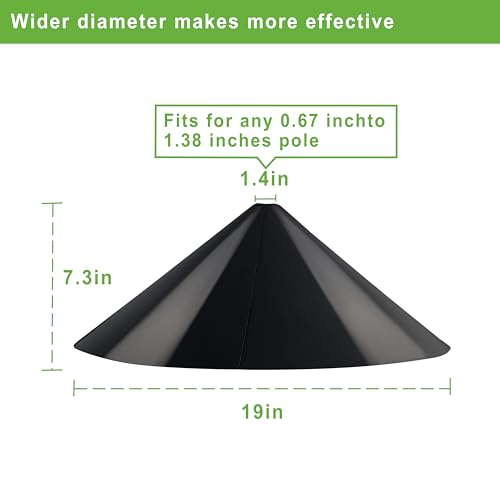Squirrel Baffle for Bird Feeder Pole - 19 Inch for Shepherd’s Hook, Squirrel Proof Cone (1 Pack, Black) - color: Black