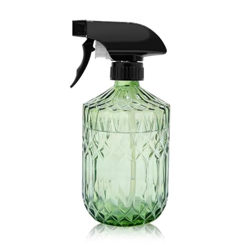 Plant Mister Fine Mist Water Spray Bottle for Plants | Handheld Glass Spray Bottles with Adjustable Nozzle - Indoor Flower Plant Gardening Cleaning- Light Green 0.43L/15.17oz