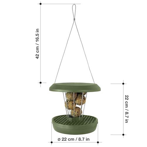 SWISSINNO Bird Feeders - No Mess Fat Ball/Suet Feeder for Outdoors Hanging - Smart Birds Lucerne Spill Proof Wild Cardinal Bird Feeder with Integrated Seed Catcher Tray - Green - color: Green, style: Lucerne