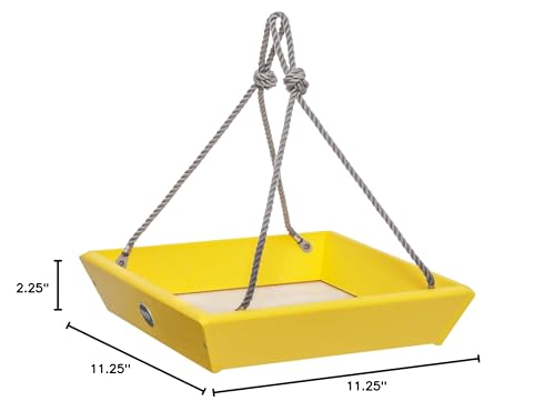 Birds Choice Color Pop Hanging Tray Bird Feeder | Yellow | Recycled Plastic Platform, Bright Garden Color, Welcomes a Variety of Wild Birds, Easy to Clean - color: Yellow/Gray