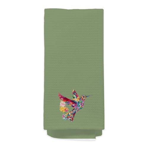 Hummingbird Green Bathroom Hand Towels for Guest - Floral Bird Decorative Kitchen Hand Towel, Spring Summer Decor, Hummingbird Gifts for Women Unique, Housewarming Gift Idea New Home406 - color: Hummingbird010