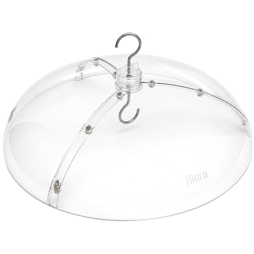 iBorn Bird Feeder Rain Guard, 16" Dome Weatherproof Cover,PC Clear 1Pk | High Hardness Polycarbonate(PC), Chew Resistant, Rainproof, Leakproof, Clear Viewing,Durable for Outdoor