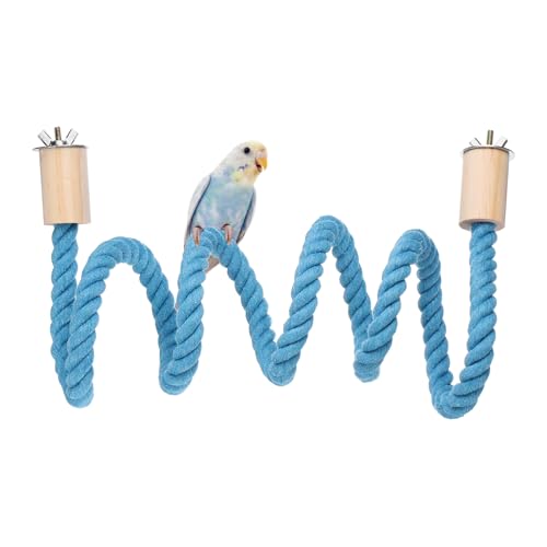 Bird Rope Perch Swing, Stand Rope Perch Standing Pole Accessory Climbing Swing Paw Grinding 47 Inch, (Blue) Intended for Parrot/Parakeet/Budgies/Cockatiels/Lovebirds - color: Blue, size: 47 Inch