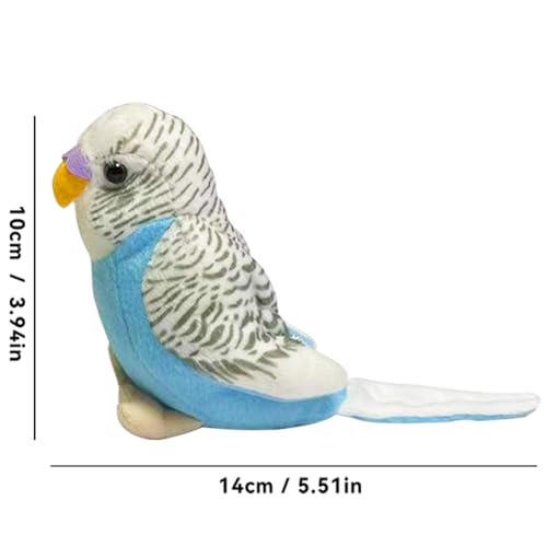 1 Pcs Stuffed Parakeet Toy, 5.5 inches, Budgerigar Plush Toy, Parakeet Soft Toy, Stuffed Bird for Kids, Blue - color: Blue