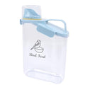 Bird Seed Storage Container,2.8L Airtight Bird Food Container with Handle and Measuring Cup,Portable Pet Food Container for Wild Bird Sunflower Seed-BPA Free Transparent/Blue - color: BLUE BIRD