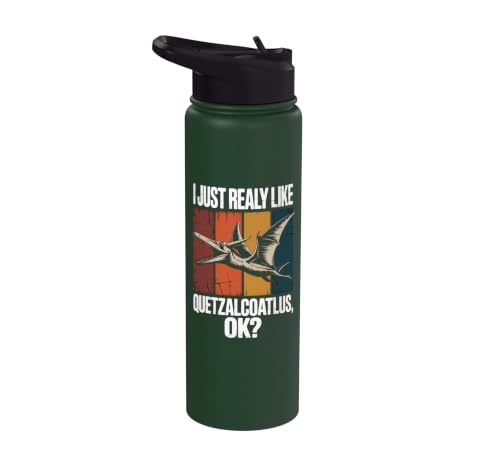 Really Like Quetzalcoatlus Bird Flying Dinosaur Kids Trex Stainless Steel Insulated Water Bottle - color: Dark Green