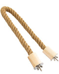 Bird Rope Perch for Parrots, Bendable Natural Jute Boing with Pine Wood and Stainless Steel Mount, Cotton Alternative, Cage Accessory for Parrots (Brown, 2 feet) - size: 2 feet