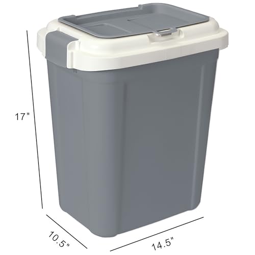 Ashfield & Harkness Airtight Pet Food Grey Storage Container, 23 Qt | Holds 20 lbs of dry food - BPA-free HDPE plastic - silicone airtight seal - scoop included - slim design - color: Grey, size: 20 lbs