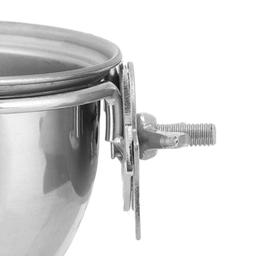 Stainless Steel Bird Feeding Dish Cups, Bird Feeder Birds Food Dish Parrot Feeders Water Cage Bowls with Clamp Holder(7.5cm)