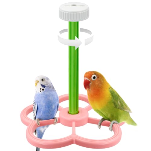 Washable Bird Spinning Perch Toy, with 1.8'' Washer Fit Most Cages | 360° Rotation Perch with Anti-Slip Texture, Sturdy Hanging Parakeet Cage Toy for 1-2 Birds Cockatiels Budgies Lovebirds - color: Pink