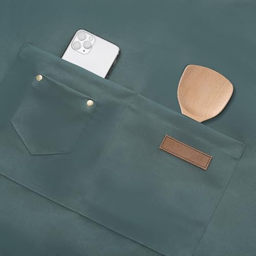 Tosewever Art Aprons for Women Painting Pottery Baking, Mens Buckle Straps Kitchen Apron with Pockets for Chef Cooking - color: Muted Green