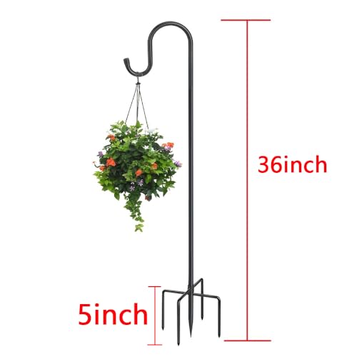 Shepherd Hooks 36 inches for Bird Feeders Outside Heavy Duty Shepherd Stand Plant Hanger Yard Hooks for Lanterns,Solar Lights,Bird Feeder,Wedding,Planter Pot-2 Packs - color: 2 packs-36in
