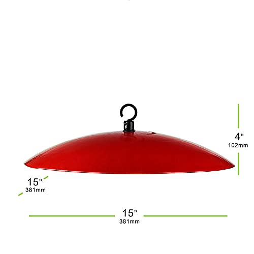 Yellow Recycled Glass Bird Feeder Dome, Hanging Weather Shield with Dual Hooks, Durable Outdoor Protection for Backyard Feeders, Red - color: Ruby Red