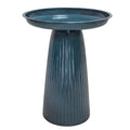 Sunnydaze Modern Bird Bath for Outside, Iron, 23” H, Blue Glaze | UV & Rust-Resistant Matte Finish, Durable Iron,1 Gal Water Cap, Outdoor Birdbath for Garden, Pedestal Bird Bath with Bowl - color: Blue Glaze