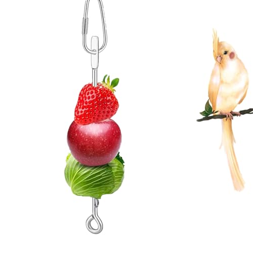 3Pcs Parrot Fruit Vegetable Skewer, Bird Food Holder Small Animal Fruit Vegetable Holder Stainless Steel Bird Parrot Skewer for Parakeet Budgie Conure Macaw