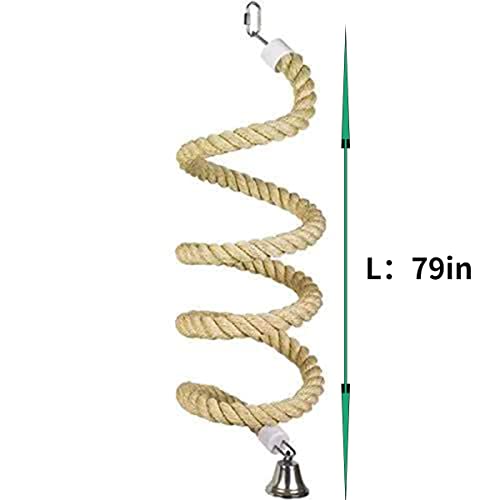 Bird Spiral Rope Perch, Bird Hemp Rope Swing Perch, Bird Cage Stand Pole Accessories, Bird Standing Climbing Toy for Parrot Parakeet Budgies Lovebirds Cockatiels (Large) - size: Large