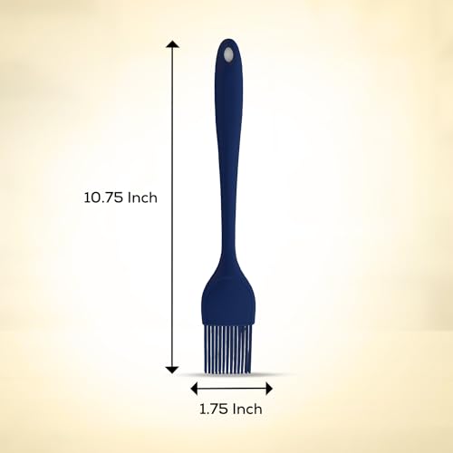 Mrs. Anderson’s Baking Silicone Basting Brush, Non-Stick, Heat Safe, Shed-Proof Bristles, Navy, 1.75-Inches, For Butter, Egg Wash, Glaze, And Baking Prep - color: Navy, size: 10.75-Inch, Brush
