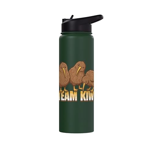 Team Kiwi Bird Kiwi Animal Cute Kiwi New Zealand Bird Stainless Steel Insulated Water Bottle - color: Dark Green