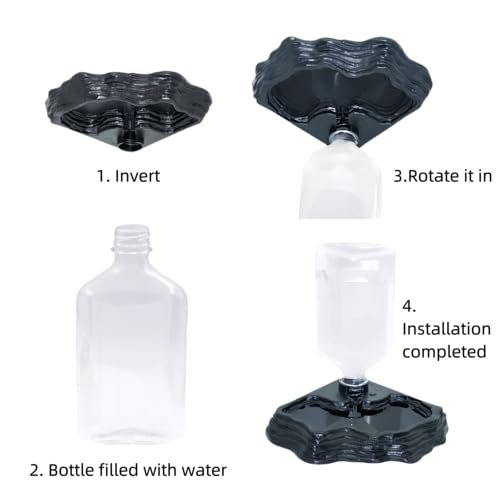 Lizard Bearded Dragon Water Bowl Dish Automatic Dispenser,17oz,Black | 17oz Terrarium Tank Reptile Food Bowl,Water Feeder Automatic Dispenser Feeding,Geckos Lizards Turtle Bearded Dragons - color: Black