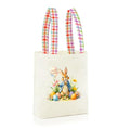 Easter Basket Bunny Canvas Tote Bag, 12.2x11 Inches, Natural Canvas, Hand-Carry, for Gift and Easter Egg Collection - color: B-blue