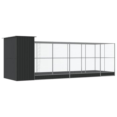 Galvanised Steel Aviary with Extension 245.3x79.9x85 Inch | Lockable Door, Steel Mesh Grid, Ample Activity Room, Suitable for Birds Rabbits Ducks - size: 245.3" x 79.9" x 85"