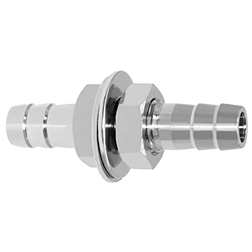 Beduan 1/4" Hose Barb Thru-Bulk Bulkhead Straight Hex Union Stainless Steel Fitting - size: 1/4" Hose Barb, style: Pack of 1