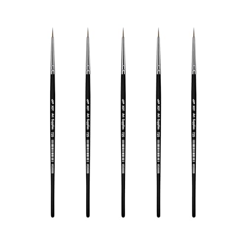 XDT#725 Micro Detail Artist Pin Point Painting Brush Set of 5 Piece #0000 Brushes Set, Acrylic Watercolor Oil, Fine Detailing Painting, Art, Scale Models, Easy Grip Handles - size: 5Pcs #0000