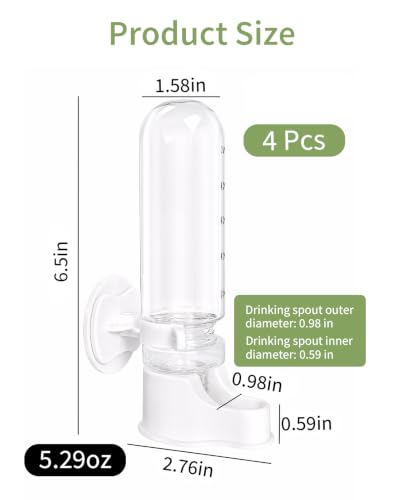 4pcs Bird Water Dispenser, 150ml Automatic Birds Cage Water Feeder for Parakeet Cockatiel Budgie Lovebirds