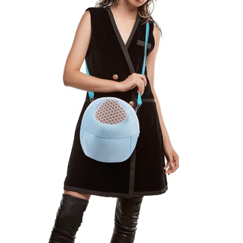 Hypeety Pet Carrier Bag Guinea Pig Breathable Portable Travel Bag, Blue | Breathable mesh pouch, hands-free sling outgoing backpack, secure zipper, for hedgehogs/hamsters/sugar gliders/chinchillas - color: Blue