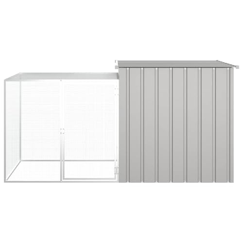 Large Chicken Coop Grey Galvanized Steel 78.7 x 35.8 x 39.4 in Outdoor Poultry Habitat Supplies with Lockable Door & Ventilated Run for Backyard Garden - color: Grey