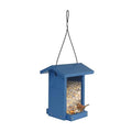 Tasty Tidbit Recycled Plastic Bird Feeder with Fresh Seed Tray for Wild Birds and Outdoor Décor, 0.875 Quart Capacity, Blue